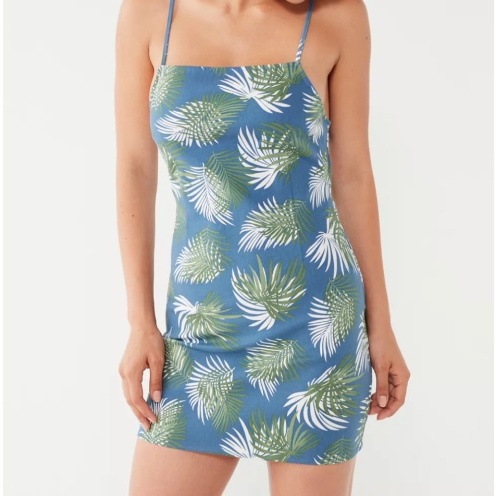 Urban Outfitters palm print mini dress with adjustable straps size  xs NWT
